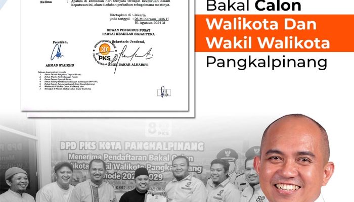 Molen Hakim Terima Rekomendasi Dari DPP PKS Untuk Pilkada Pangkalpinang 2024