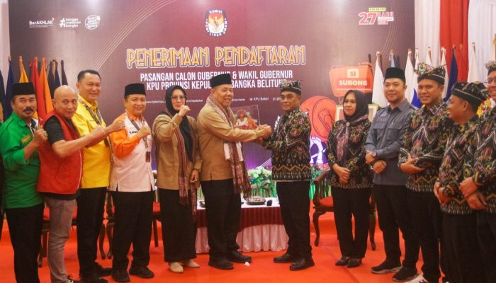 Ikut Bertarung di Pilgub 2024, Gema Shalawat Antar Hidayat dan Helliyana Daftar ke KPU Babel