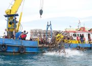 Knalpot Ilegal Disulap Jadi Rumah Ikan, PT TIMAH Tbk dan Ditlantas Polda Babel Tenggelamkan Rumpon di Perairan Rebo
