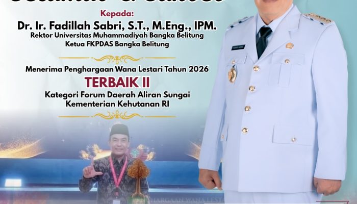 Ketua FKP DAS Babel Raih Terbaik II Wana Lestari Nasional 2026, Gubernur Hidayat Arsani Sampaikan Apresiasi Tinggi
